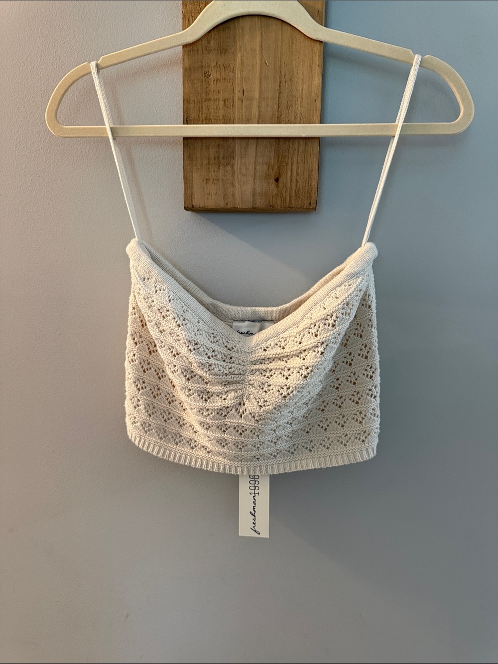 Freshman Cream Open-Knit Sweater Top